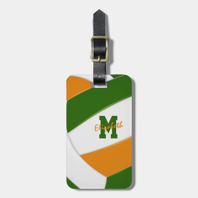 Étiquette À Bagage green orange filles garçons équipe cadeaux volley- (Devant Vertical)