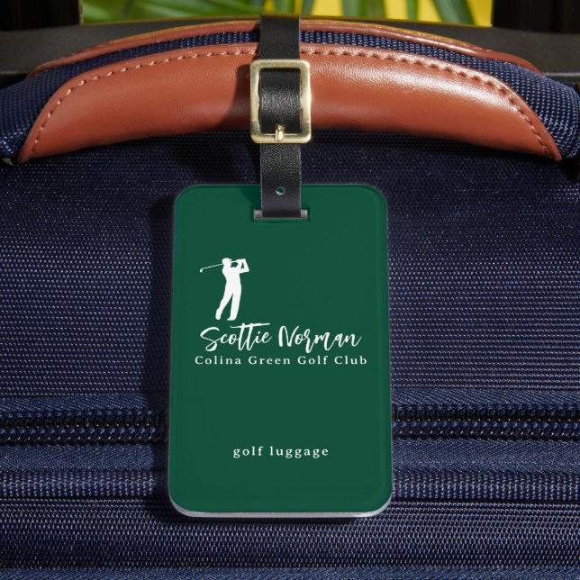 Étiquette À Bagage Green Personalized Golfers Name  (Insitu Rectoal 2)