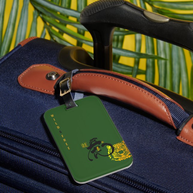Étiquette À Bagage Green Tiger Wild & Free Chinoiserie Chic (Insitu Rectoal 1)