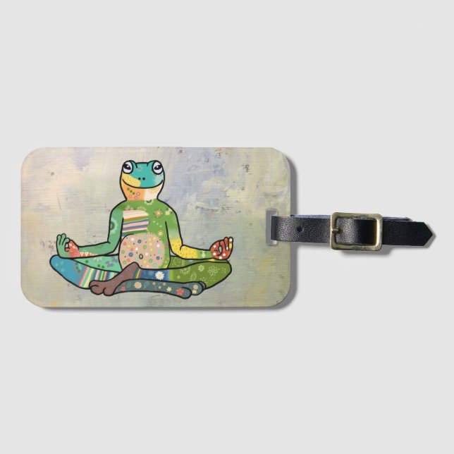 Étiquette À Bagage grenouille de yoga (Devant Horizontal)