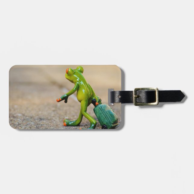 Étiquette À Bagage Grenouille verte avec l'étiquette de bagage de (Devant horizontal)