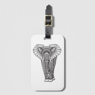 Étiquette À Bagage Griffonnage d'éléphant modelé par imaginaire