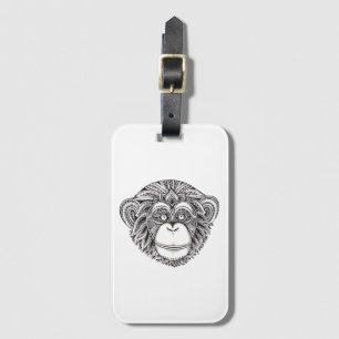 Étiquette À Bagage Griffonnage d'Illustartion de singe