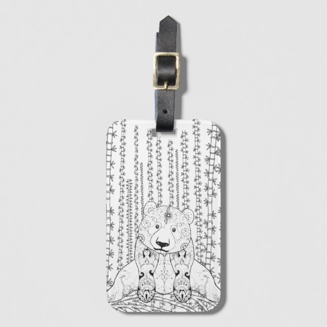 Étiquette À Bagage Griffonnage en bambou de panda (Devant Vertical)