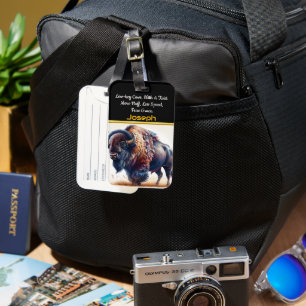 Étiquette À Bagage Gris de bison en herbe dorée à Dusk