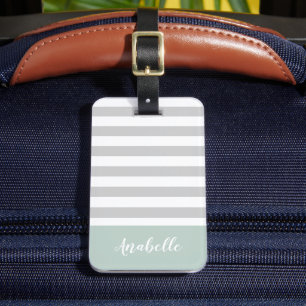 Étiquette À Bagage Gris et pinces Monogramme Couleurs modifiables