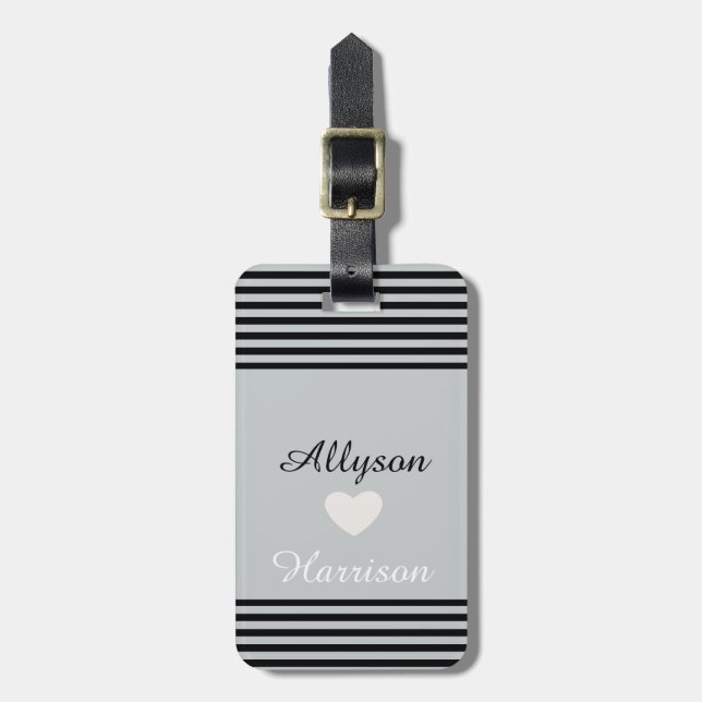 Étiquette À Bagage Gris personnalisé - Gris noir (Devant Vertical)