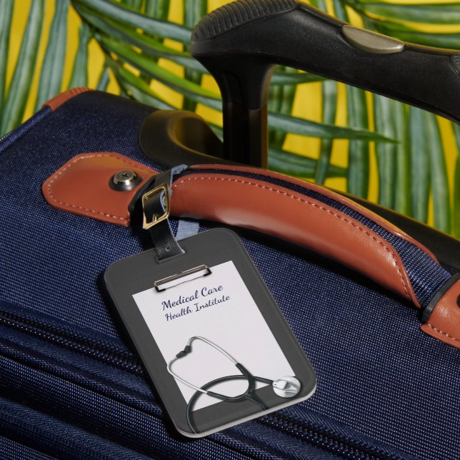Étiquette À Bagage Gris Porte - bloc Médicale avec stéthoscope (Insitu Rectoal 1)