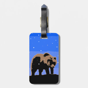 Étiquette À Bagage Grizzly Bear en hiver - Art original de la faune