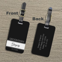 Groomsmen Thank You Monogram Black Luggage Tags