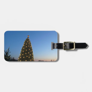 Étiquette À Bagage Gros et petits arbres de Noël I Coucher de soleil