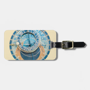 Étiquette À Bagage Gros plan sur l'horloge astronomique de Prague, R.
