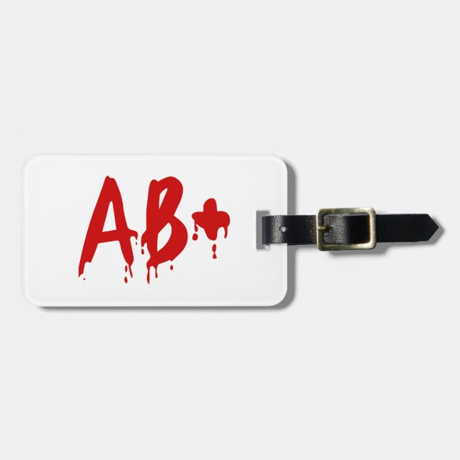 Étiquette À Bagage Groupe sanguin AB+ Positif #Hôpital d'horreur (Devant horizontal)