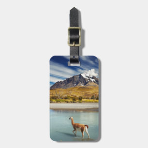 Étiquette À Bagage Guanaco traversant la rivière en Torres del Paine