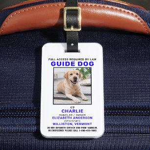Étiquette À Bagage Guide personnalisé Dog Service Chien Badge photo