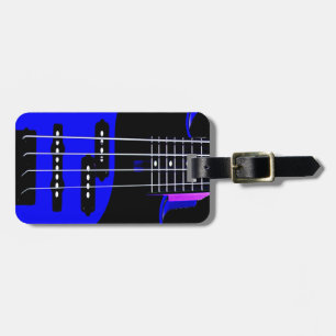 Étiquette À Bagage Guitare Artistique Bleue et Noire