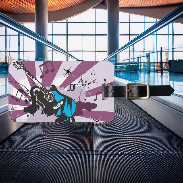 Étiquette À Bagage Guitare bleue (Créateur téléchargé)