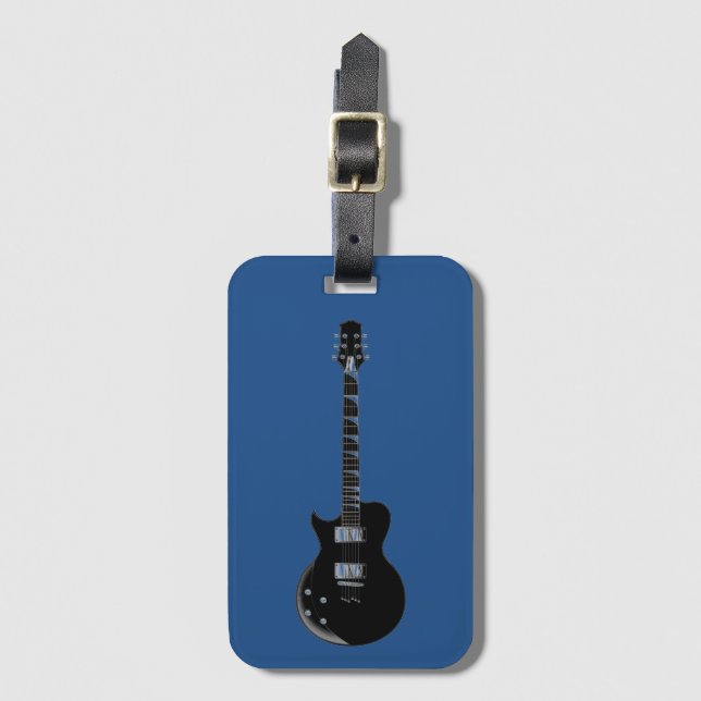 Étiquette À Bagage Guitare électrique Bleu Black Pop Art (Devant Vertical)