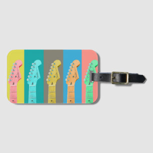 Étiquette À Bagage Guitare Girl musique moderne pastel coloré