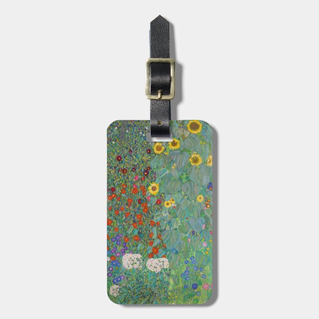 Étiquette À Bagage Gustav Klimt - Jardin de campagne avec tournesols (Devant Vertical)