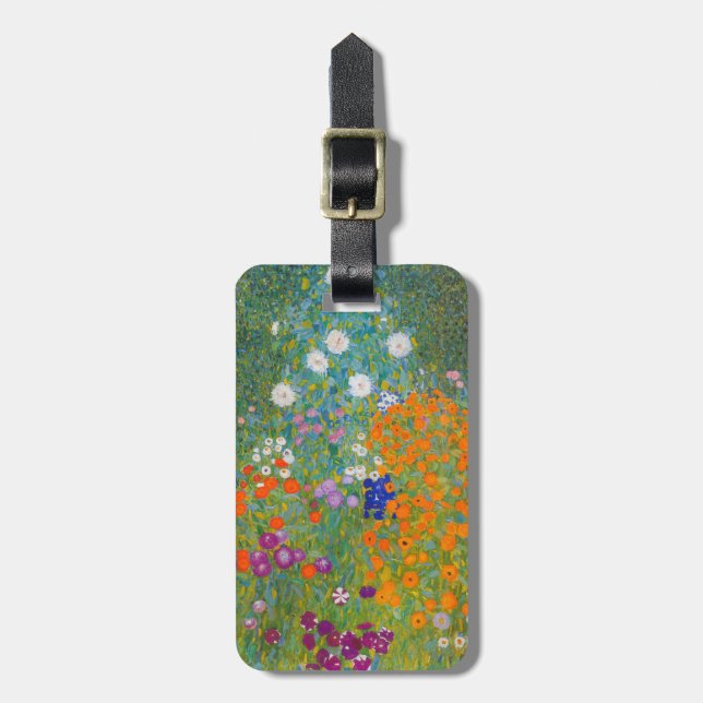 Étiquette À Bagage Gustav Klimt - Jardin des fleurs (Devant Vertical)