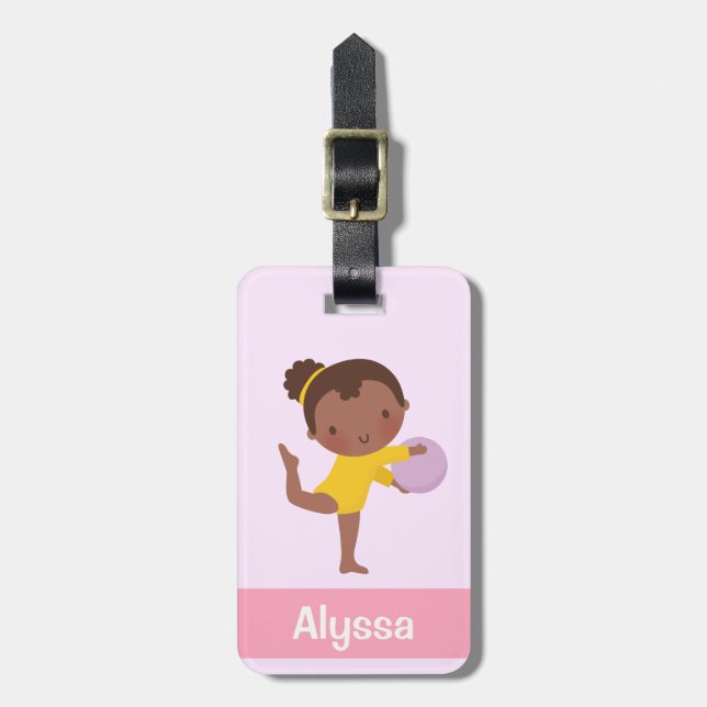 Étiquette À Bagage Gymnaste mignonne fille avec balle personnalisée (Devant Vertical)