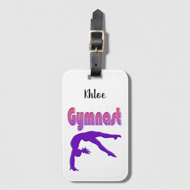 Étiquette À Bagage Gymnaste Power Tumbling Purple Metallen (Devant Vertical)
