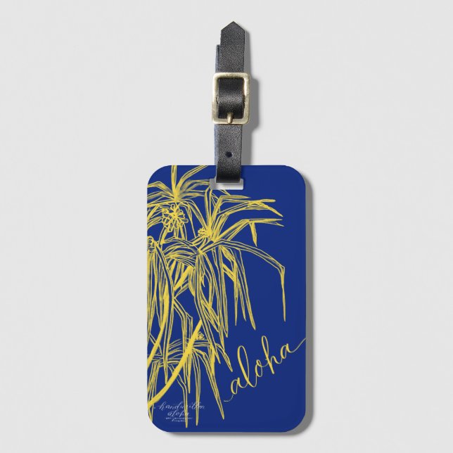 Étiquette À Bagage Hala Tree Bleu Aloha Bleu Hala Balise (Devant Vertical)