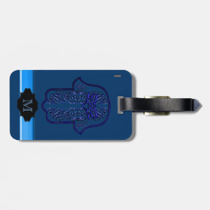 Étiquette À Bagage Hamsa Hand feat : Heart (Blue)