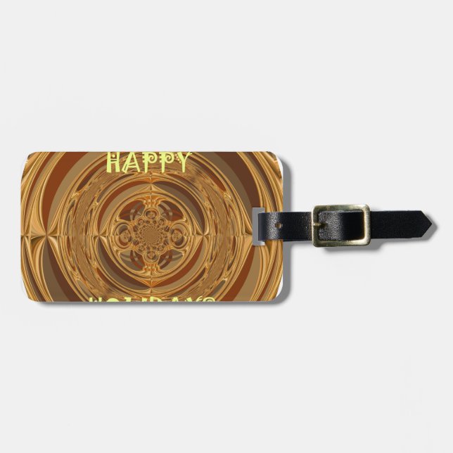 Étiquette À Bagage Happy Holidays Circle Art Print/Design (Devant horizontal)