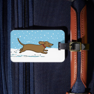 Étiquette À Bagage Happy Winter Wiener Dog - Joli Dachshund Holiday