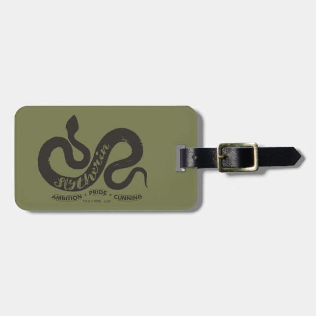 Étiquette À Bagage Harry Potter | SLYTHERIN™ Silhouette Typographie (Devant horizontal)