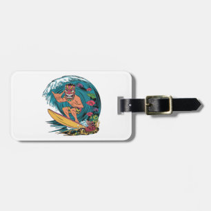 Étiquette À Bagage Hawaii surf vintage badge coloré avec homme en