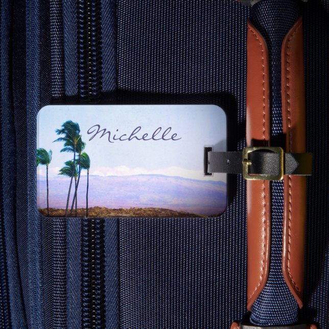Étiquette À Bagage Hawaii tropical palmier photo nom personnalisé scr (Insitu Rectoal 4)