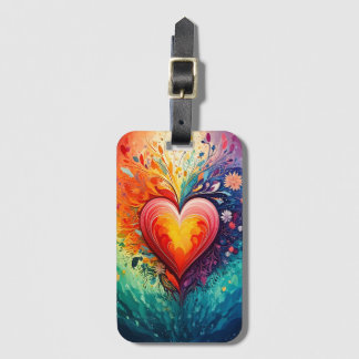 Étiquette À Bagage Heart Abstract Watercolor Luggage Tag