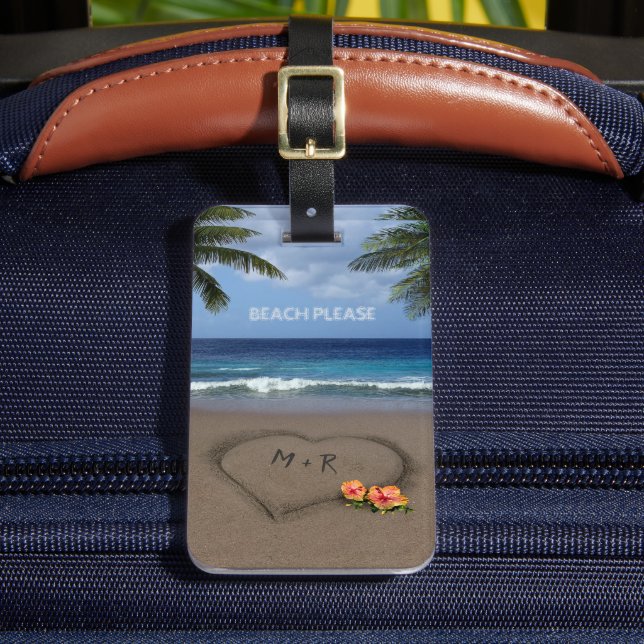 Étiquette À Bagage Heart in the Sand (personnalisable) (Insitu Rectoal 2)