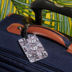Étiquette À Bagage Hébiscus hawaïen en tissu d'écorce