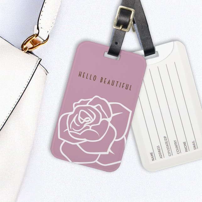 Étiquette À Bagage Hello Beautity - Moderne Chic Rose Rose (Créateur téléchargé)