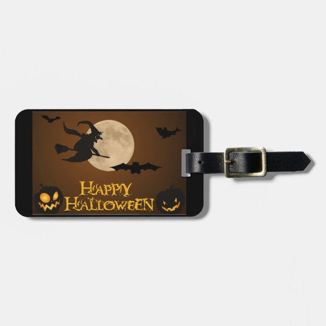 ÉTIQUETTE À BAGAGE "HEUREUX HALLOWEEN" TÉMOIN VOL (Devant horizontal)