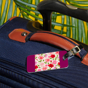 Étiquette À Bagage Hibiscus tropicaux et Plumeria motif floral