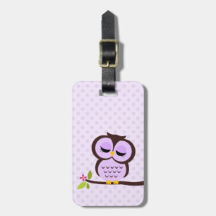 Étiquette À Bagage Hibou pourpre mignon