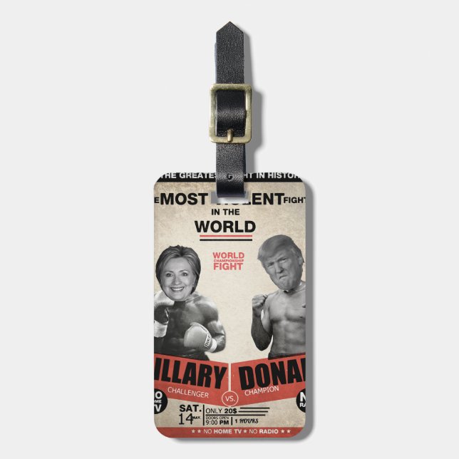 Étiquette À Bagage Hillary Clinton contre Donald Trump 2016 (Devant Vertical)