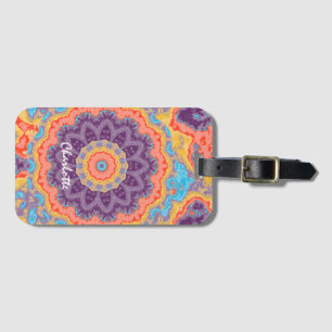 Étiquette À Bagage Hippie Bohemian Mandala Purple Mix Personnalisé