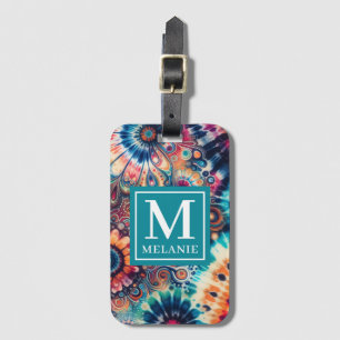 Étiquette À Bagage Hippie Retro Cravate-Dye Monogrammé