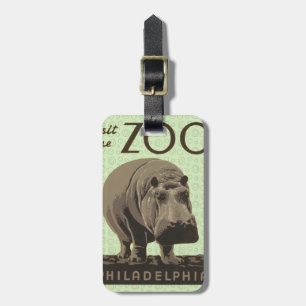 Étiquette À Bagage Hippopotame vintage hippo zoo poster wpa