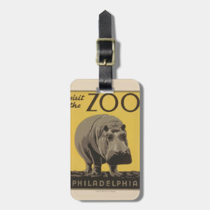 Étiquette À Bagage Hippopotame vintage hippo zoo poster wpa