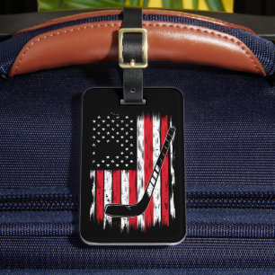 Étiquette À Bagage Hockey américain Drapeau Sports Rétro Vintage