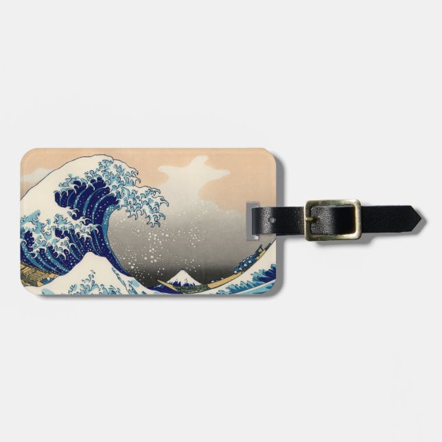 Étiquette À Bagage Hokusai "de la grande étiquette de bagage vague" (Devant horizontal)