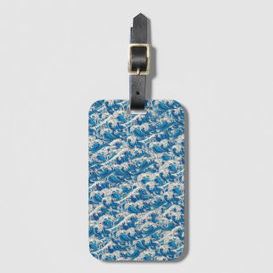 Étiquette À Bagage Hokusai Great Wave Motif Nautical Blue Beach