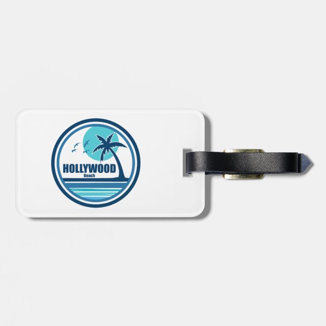 Étiquette À Bagage Hollywood Beach Floride Palm Tree Birds (Dos horizontal)